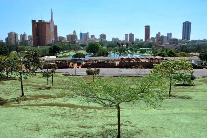 Nairobi skyline seen from Uhuru Park, Kenya