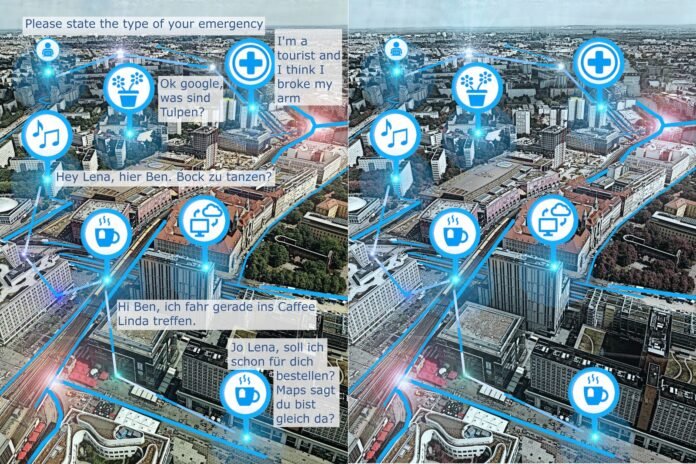 Digital illustration of a connected city representing data protection