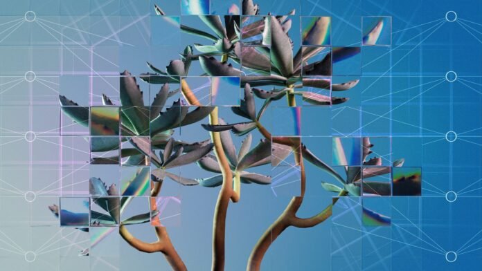 Abstract computer-generated artwork of plants by Alan Warburton